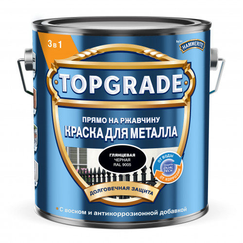 Краска для металла Topgrade гладкая глянцевая черная RAL 9005 2 л